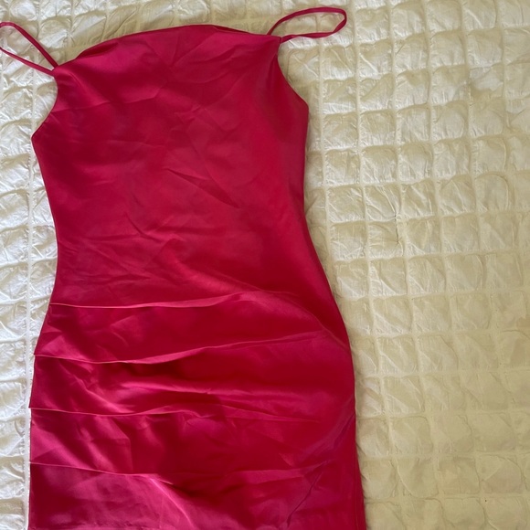 NBD Abra Pink Satin Ruched Mini Dress - Picture 5 of 12